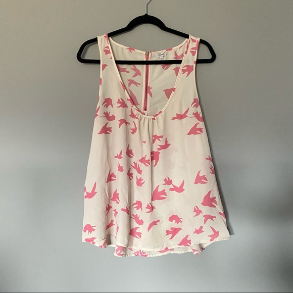 Kismet semi-sheer white with pink flared sleeveless top - Picture 1 of 8